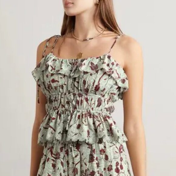 Ulla Johnson Tops - ULLA JOHNSON Luella Ruffled Floral-print Broderie Anglaise Silk Camisole